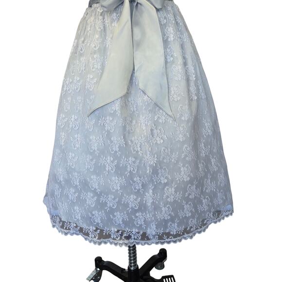 Gunne Sax Vintage 80s Lace Princess Dress Size S Ice Blue Bows Fairy Ruffle - Picture 10 of 12